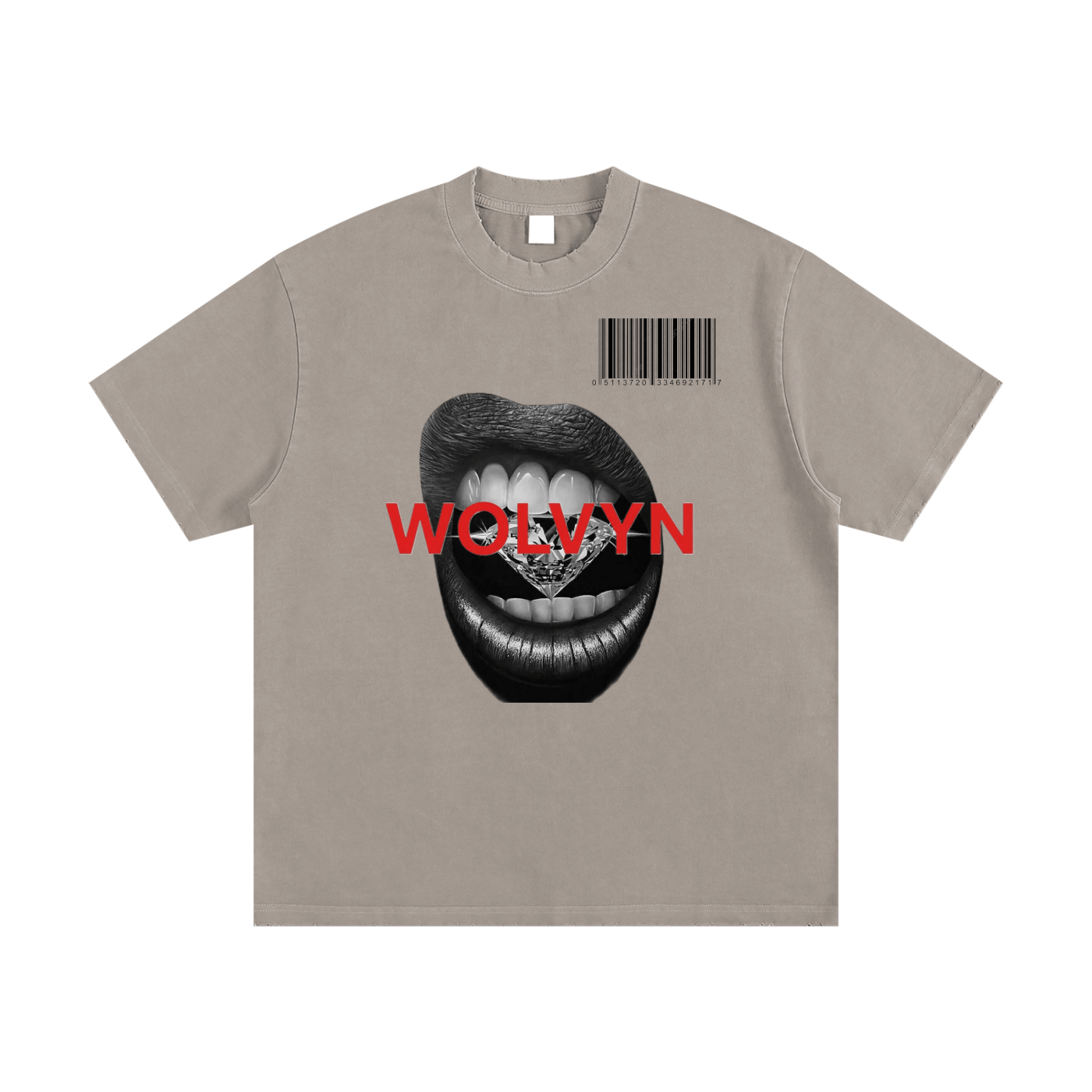 Wolvyn Diamond Teeth Heavyweight Vintage Washed Frayed T-Shirt - 430 GSM - Wolvyn Apparel