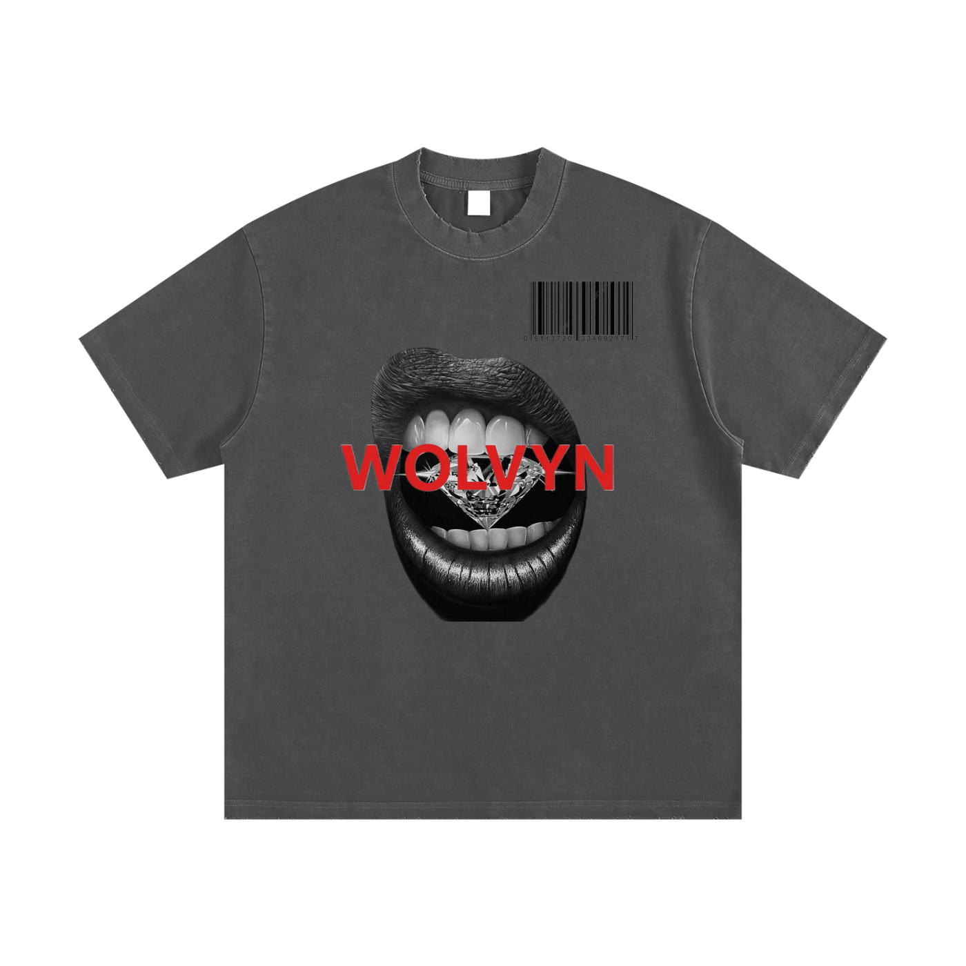 Wolvyn Diamond Teeth Heavyweight Vintage Washed Frayed T-Shirt - 430 GSM - Wolvyn Apparel