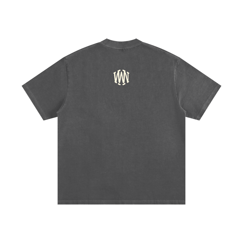 Wolvyn Diamond Teeth Heavyweight Vintage Washed Frayed T-Shirt - 430 GSM - Wolvyn Apparel
