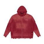 Wolvyn ‘Foundations Submerged’ 760GSM Unisex Distressed Full Zip Sweater - Wolvyn Apparel