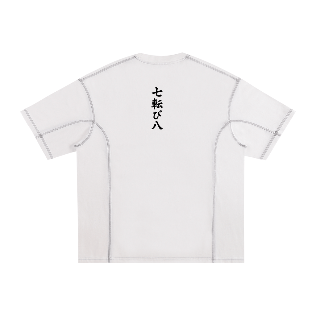 Wolvyn Japanese Streetwear Contrast - Stitched Cotton T-Shirt - Wolvyn Apparel