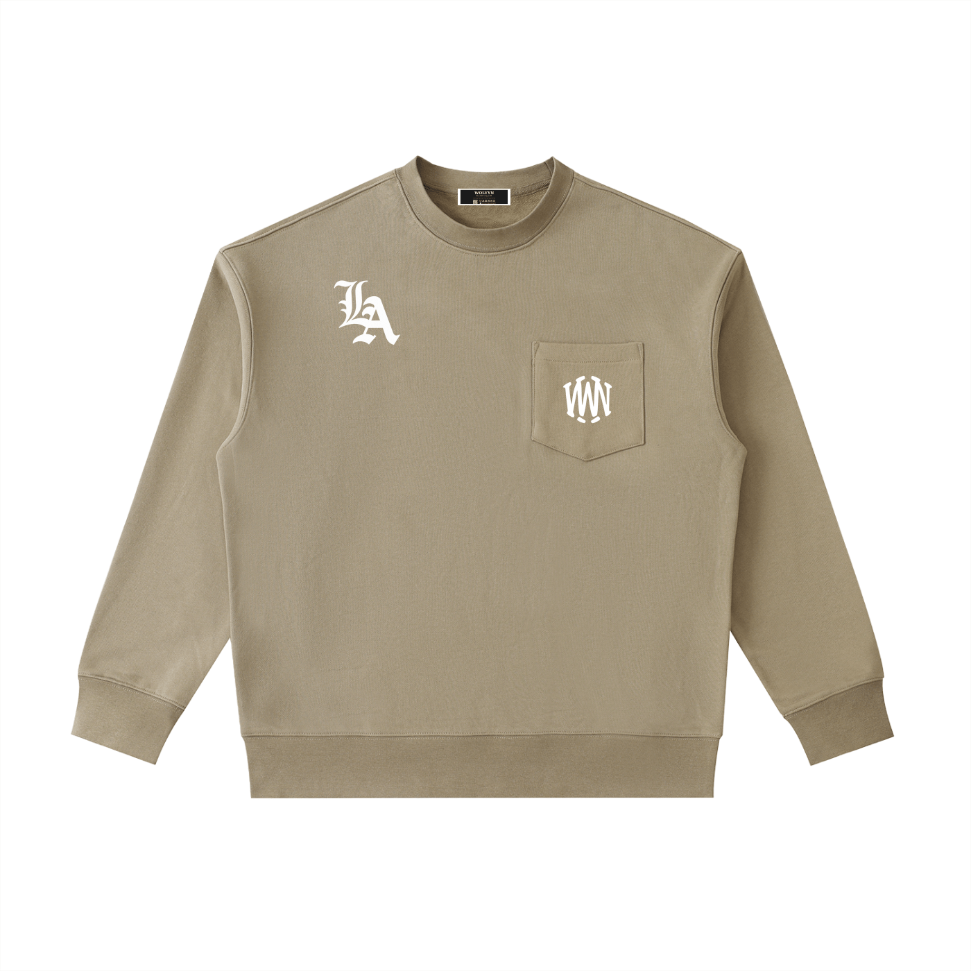 Wolvyn LA Heavyweight Patch Pocket Crewneck Sweatshirt - Wolvyn Apparel