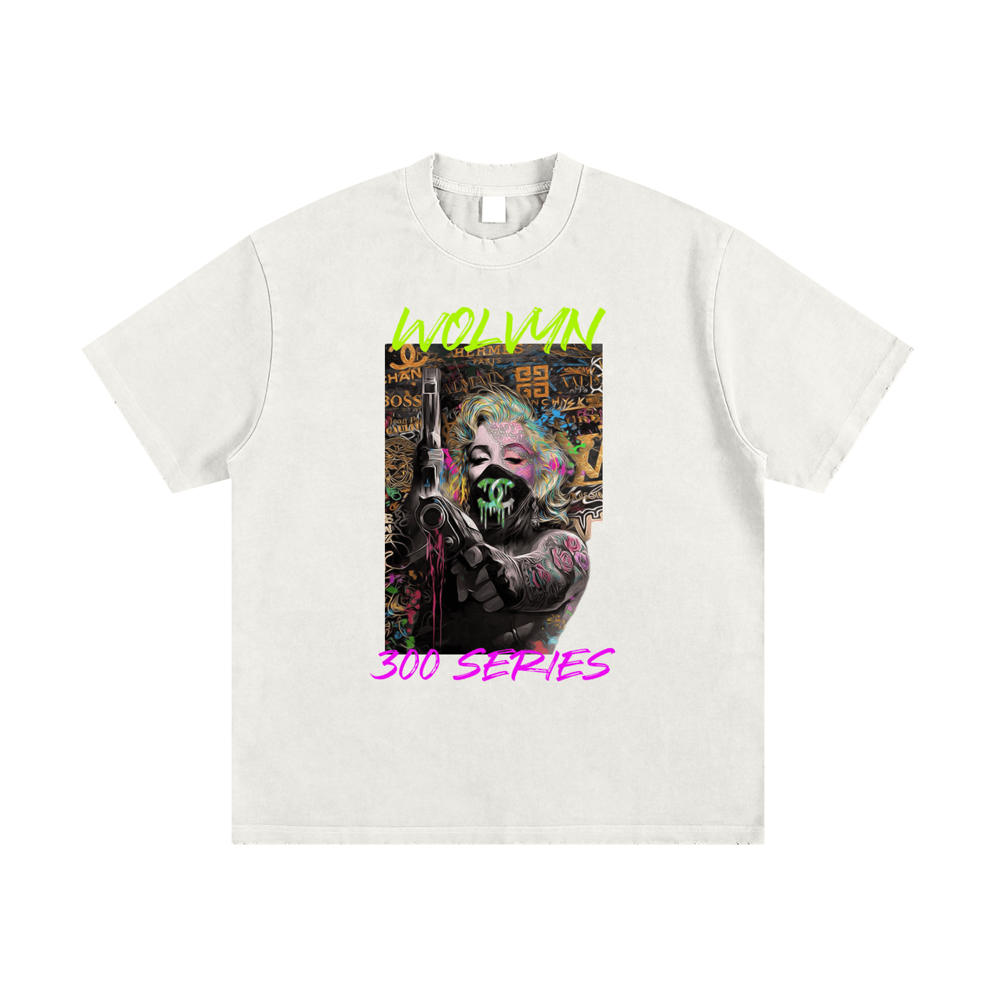 Wolvyn Marilyn 300 Series Heavyweight Vintage Washed Frayed T-Shirt - 430 GSM - Wolvyn Apparel