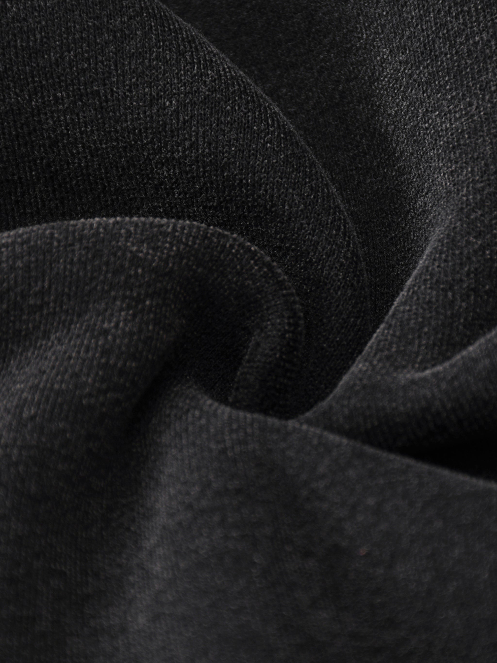 Close-up texture of heavyweight black streetwear fabric, soft and premium material