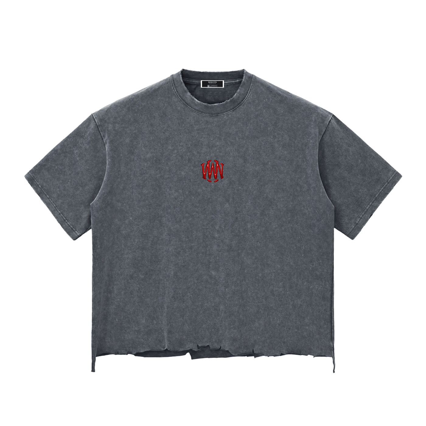 Wolvyn Spidey Snow Wash Raw - Hem Boxy T-shirt - Wolvyn Apparel