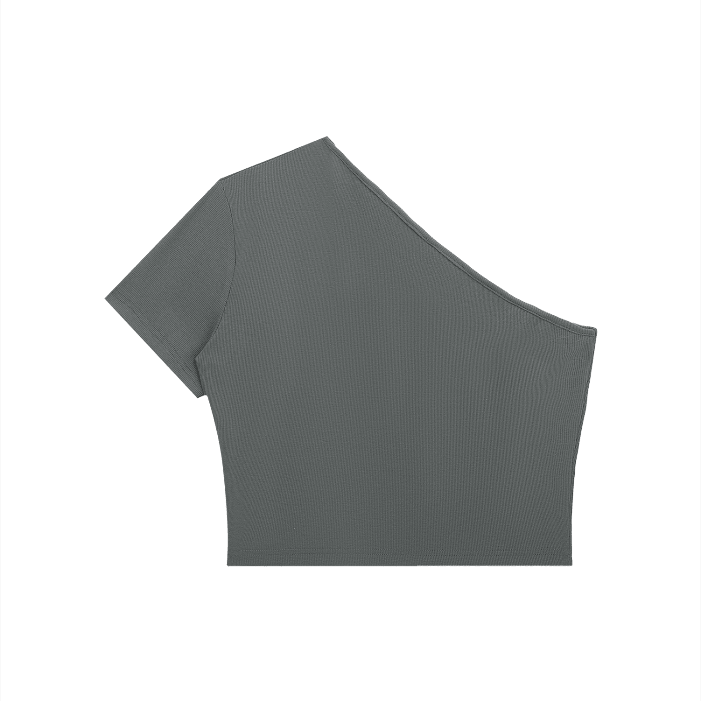 Women's one-shoulder grey crop t-shirt, minimalist streetwear design